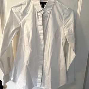 J Crew crisp white blouse- 100% cotton - LS - button front - SZ - 00